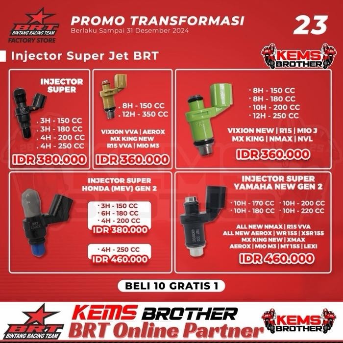 Injektor Original Brt Nmax Xmax Aerox Mio J Nvl Nva 8 Hole 180 Cc 8 Hole Dan 10 Hole Untuk 150Cc