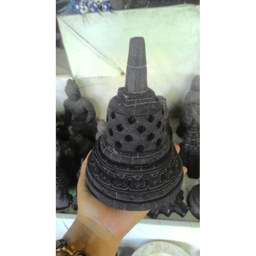 Miniatur Stupa Candi Borobudur-Batu Pahat Asli-Ukuran Besar-Pajangan.