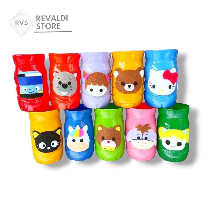 

Tempat Pensil Dari botol bekas dan kain flanel