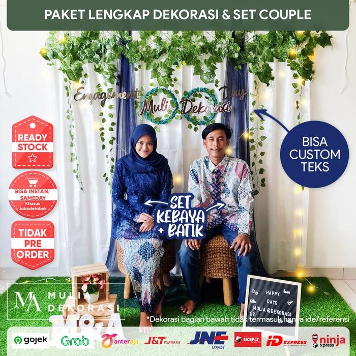Dekorasi Lamaran Tunangan Backdrop Paket AAA Lengkap Dengan set Couple