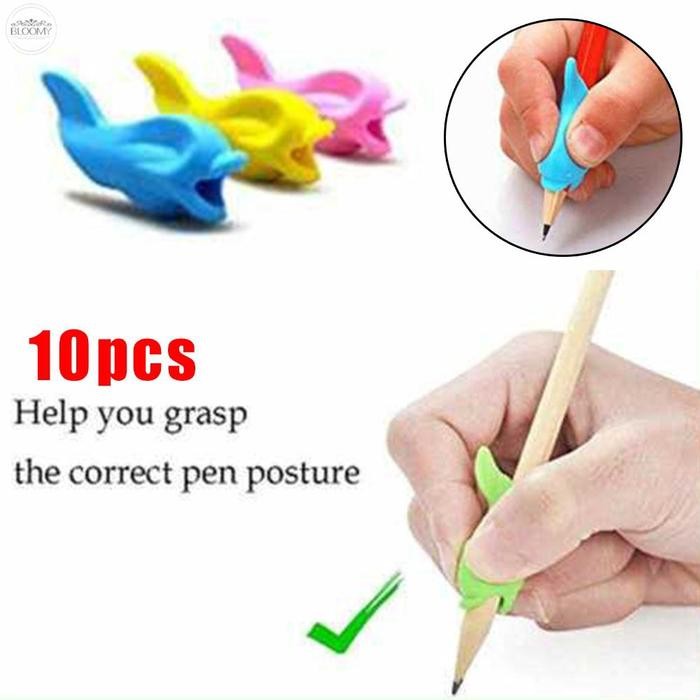 

Bisa Gosend! 10X Childrens Pen Pencil Grip Corrector- Kids Hand Writing Gripper
