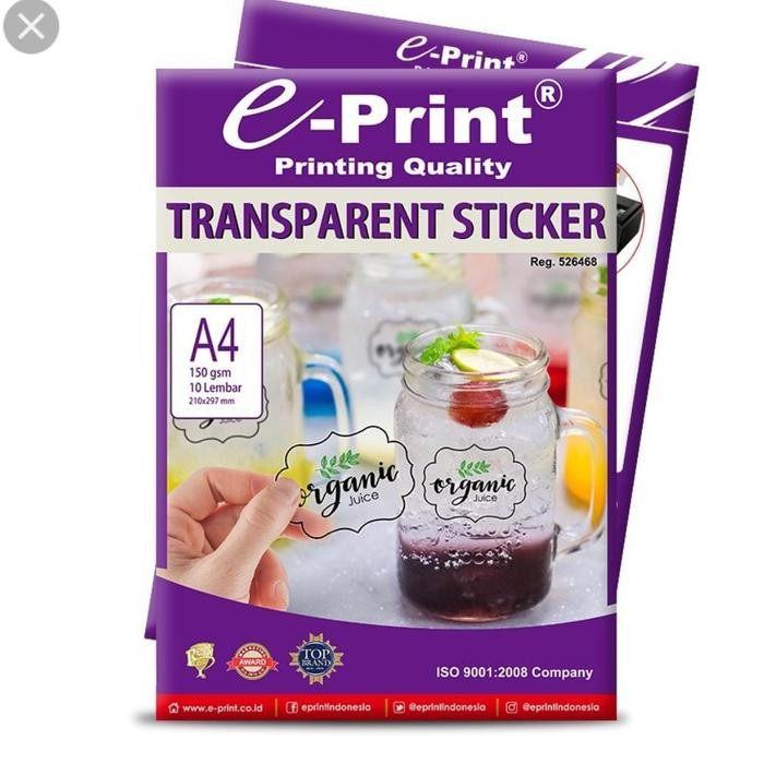 

Pilihan- Transparent Sticker 150 Gsm E Print Isi 10 Lembar