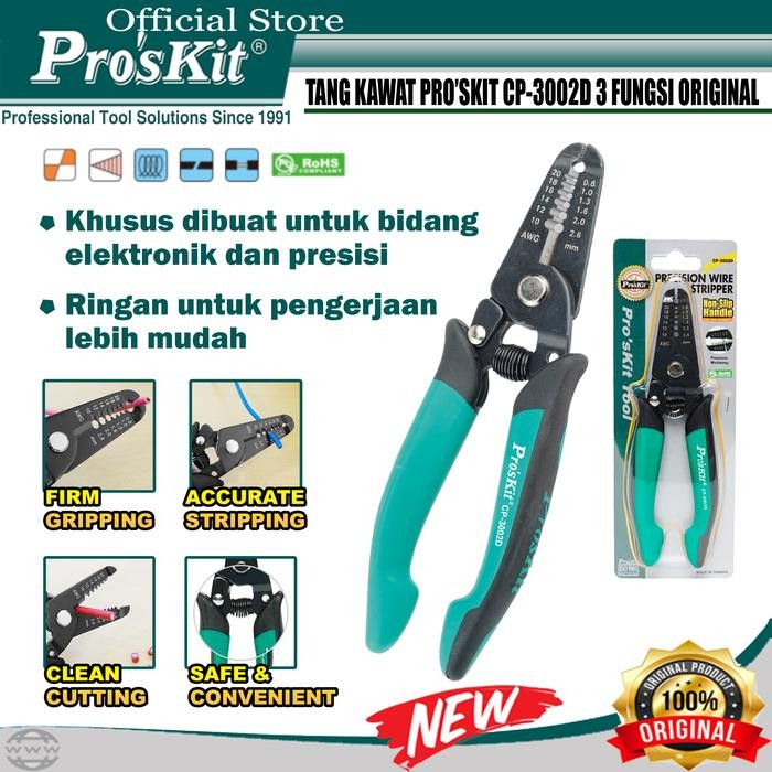 Tang Pengupas Kabel Precision Wire Stripper AWG PROSKIT CP-3002D 3 IN1