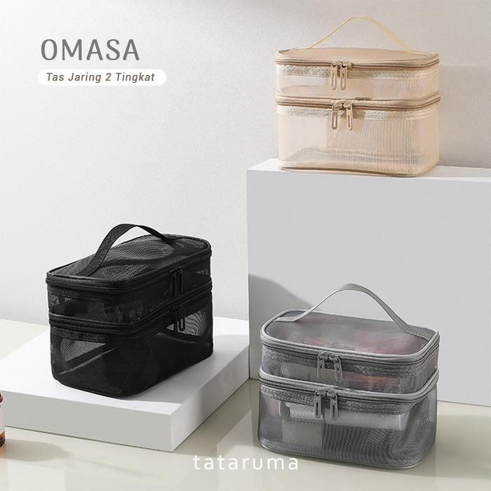 Omasa - Tas Jaring 2 Tingkat Pouch Make Up Kosmetik Skincare Hot R01925