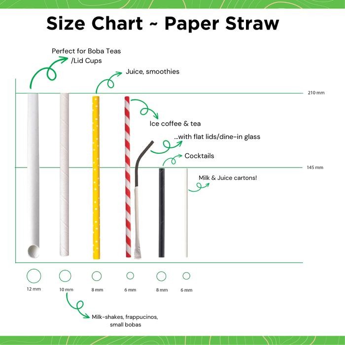 PRIMASTRAW Sedotan Kertas Boba Runcing Steril Paper Straw 12 x 210 mm (500pcs)
