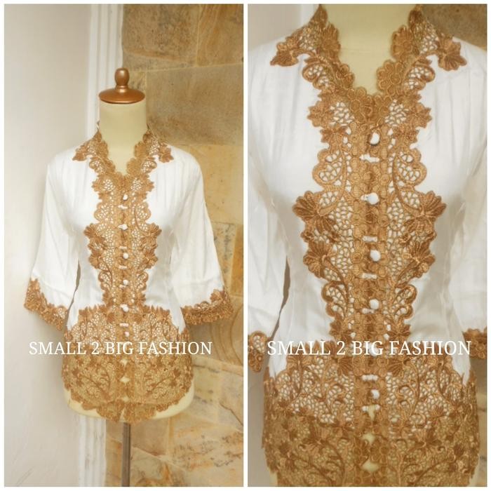 kebaya katun semi sutera / kebaya encim L XL XXL / kebaya bali putih