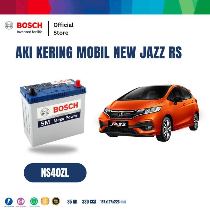 Ready Bosch Aki Mobil Honda Jazz, New Jazz RS MF Blue NS40ZL