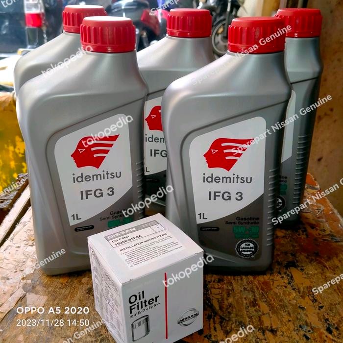 5w-30 Semi Synthetic Idemitsu Paket Oli 5liter + filter oli Nissan