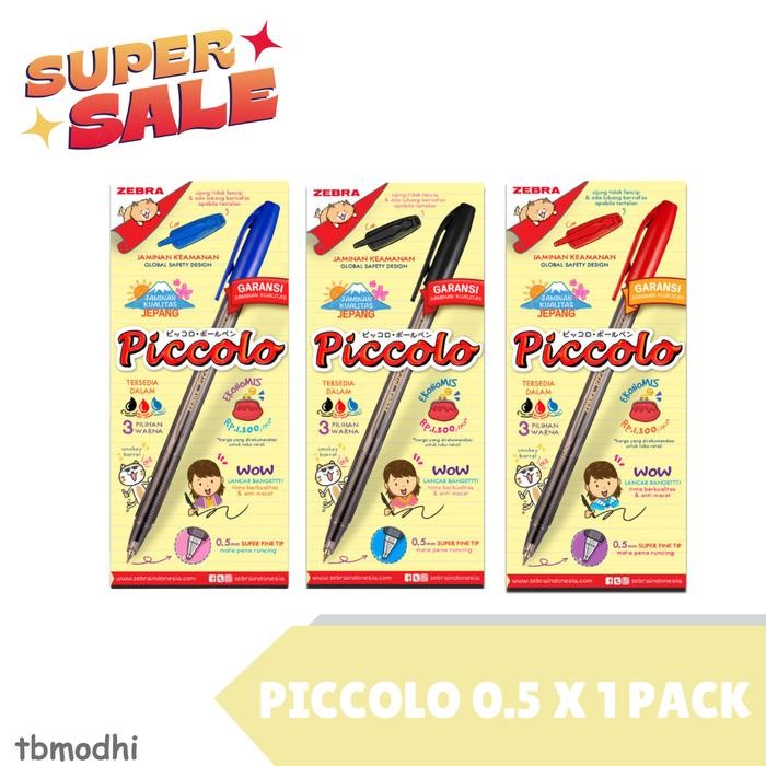 

OJ 12pcs Bolpen / Pulpen / Ballpoint Piccolo Zebra 0.5 Per Pack