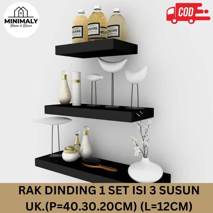 

New PROMO RAK DINDING 1 SET ISI (3PACK) freee breket besi paku+fresher rak dinding tempel Rak