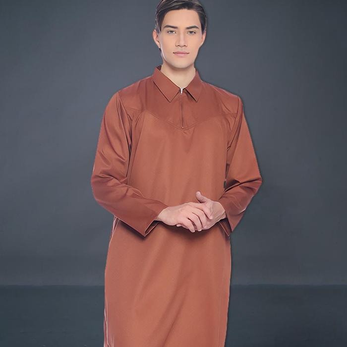 Pilihan- Jubah Gamis Pria Dewasa Kerah Kemeja Polos Lengan Panjang