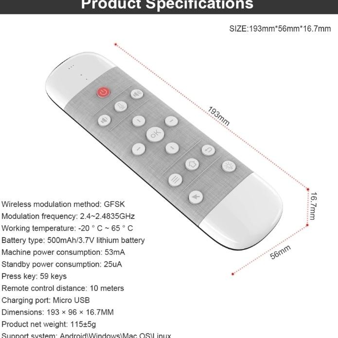 Air Mouse Keyboard Voice 2.4 G Wireless Remote Wechip Q40 (Bekas) Second