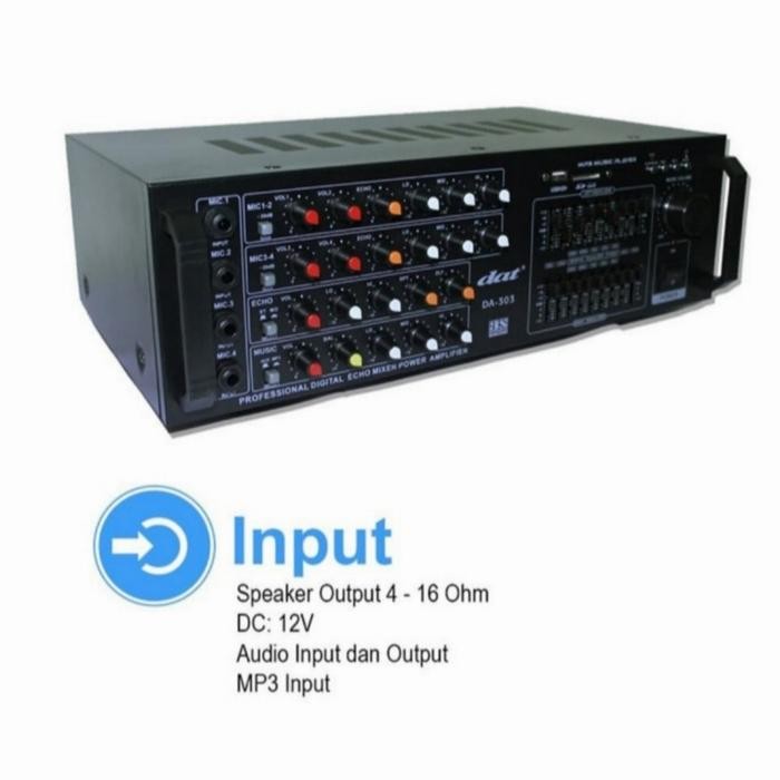 AMPLIFIER POWER MIXER KARAOKE DAT DA 303 BERGARANSI