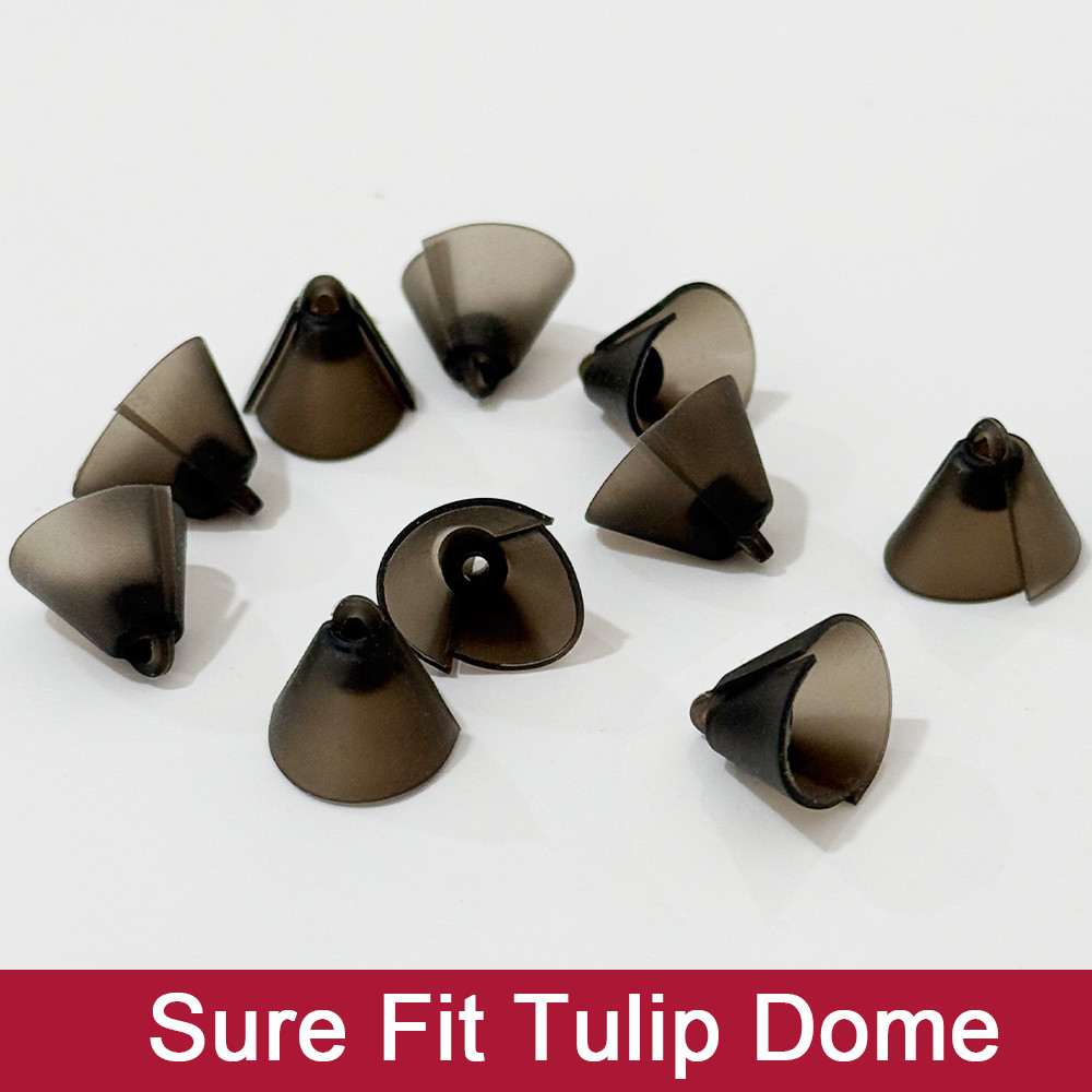 10pcs Domes for GN Resound Sure Fit Hearing Aid Standard Receiver Tulip Domes Dark Gray Split Ear