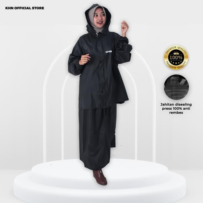 Jas hujan KHN setelan rok anti rembes Wanita Dewasa Gamis Syari