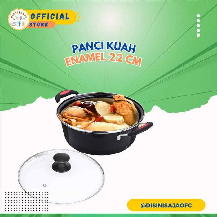 Terbaik Panci Kuah Sayur Wajan Anti Lengket Kuah Enamel Serbaguna 22Cm 100% Ori