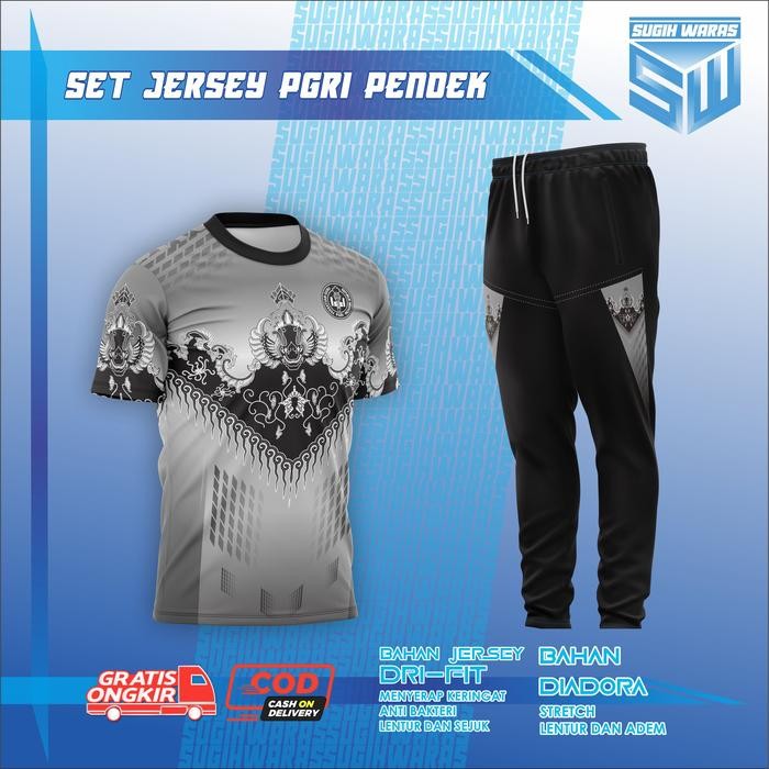 0k9y- Set Baju Pgri Lari & Olahraga Sugih Waras Pria Size M-Xxl Dengan Celana Training