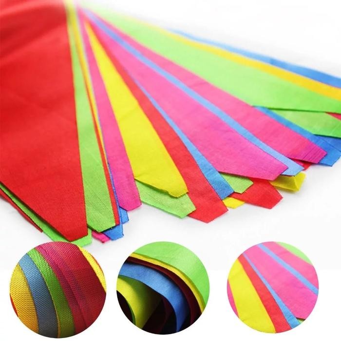 mhho- 80 Meter Bendera Segitiga Merah Putih / 150Pcs Bendera Kain Segitiga