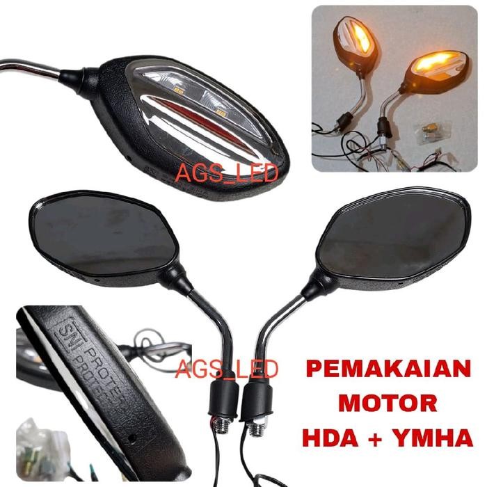 TERMURAH SPION STANDAR MOTOR LED TANGKAI CROME SEMUA JENIS MOTOR HDA DAN YMHA / SPION MOTOR LED