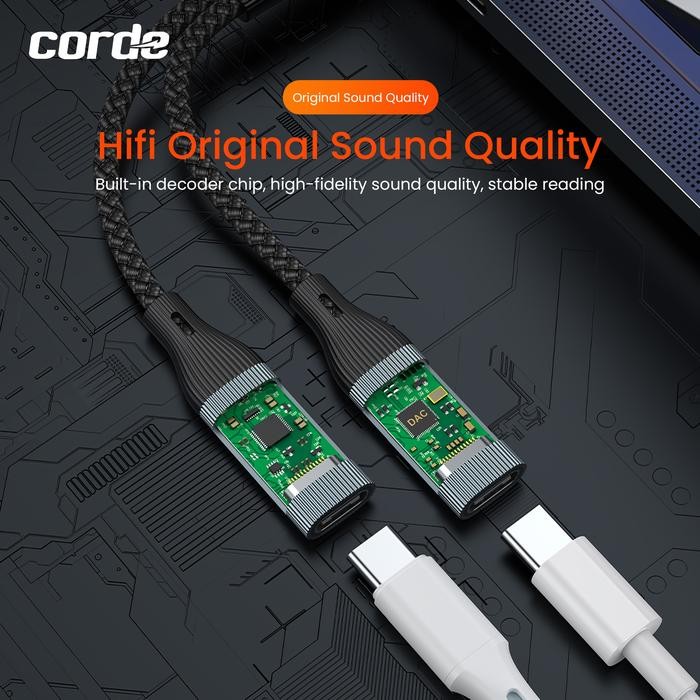 qez7- Corde Type C Audio Splitter & 60W Charger: Dual Type C Splitter Csa103