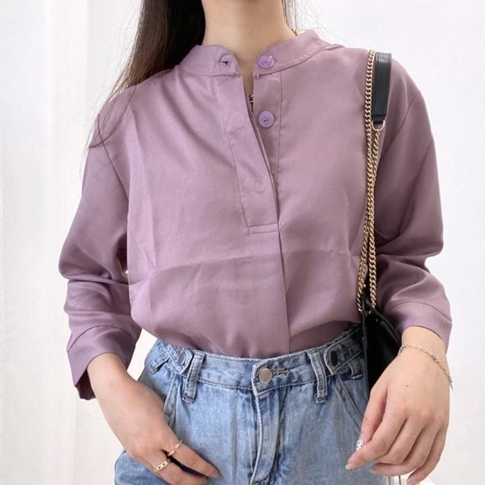 B&F - LARAS High Neck Blouse Hijab Friendly Atasan Kantor Wanita 0306