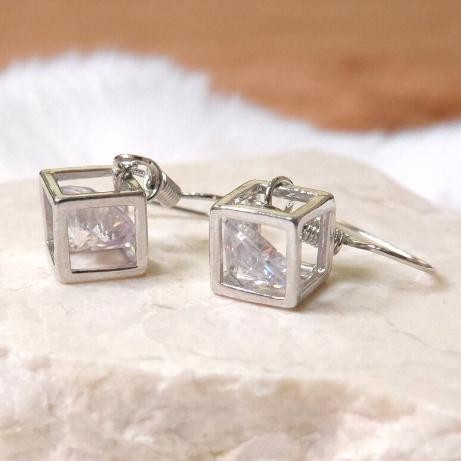 Anting Wanita Hook Kubik Mata Satu - Anting Model Korea Silver S925 best seller