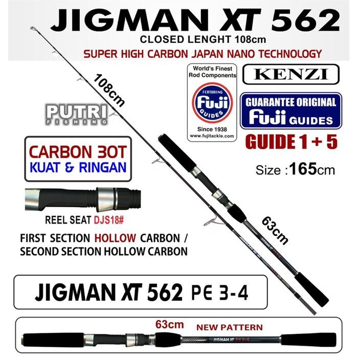 JORAN KENZI JIGMAN XT 562 JIGGING SPINNING PE 2-3 PE 3-4 PE 4-5 Fuji Guides Hollow Carbon