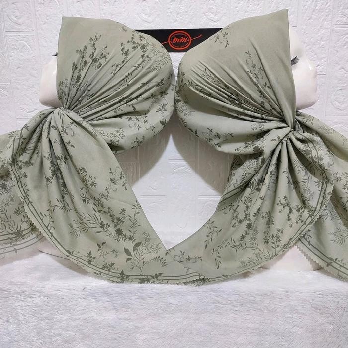 lplw- Hijab Segi Empat Voal Motif Folures Mint