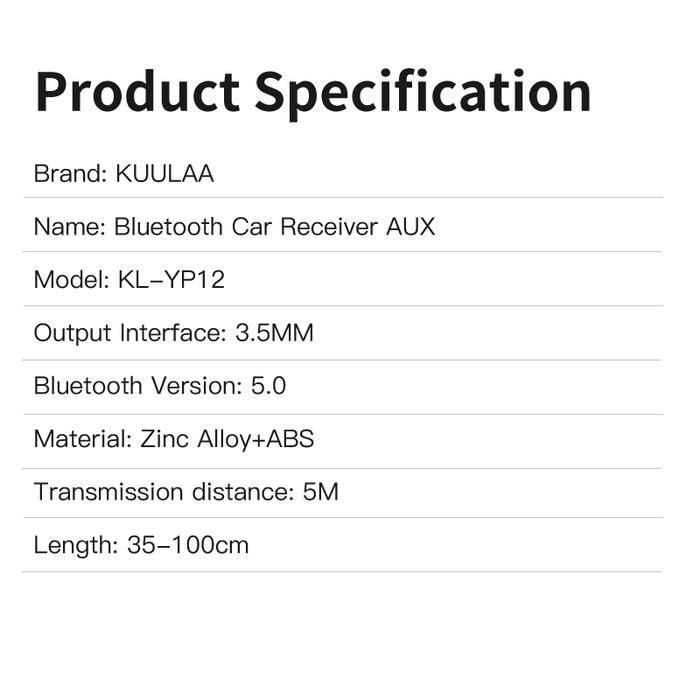 Ready KUULAA KL-YP12 Bluetooth Car Receiver Aux A507