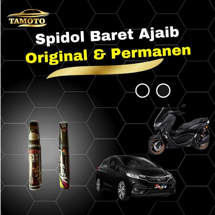 Spidol baret / cat anti baret penghilang goresan mobil motor original warna hitam metalik dan doff /