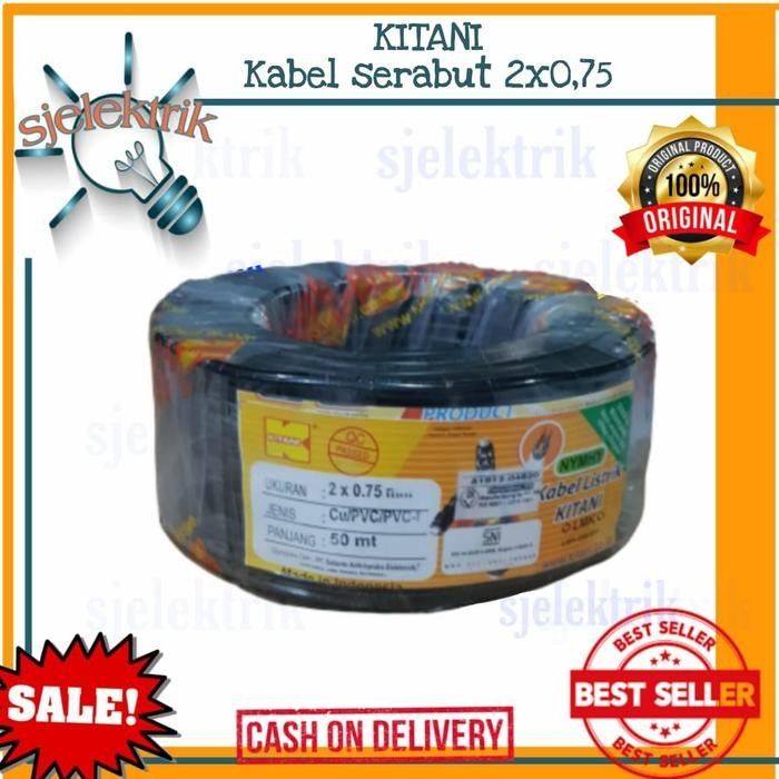 jbh3- Kabel Serabut Hitam Kitani 2X0.75 Kabel Nyyhy 2X0.75 Kitani 50M Sni