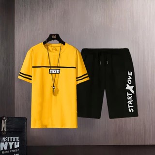 Setelan Pria Rihui Kaos Celana Pendek Fleece