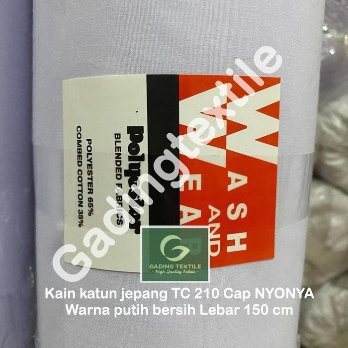 Bisa Spk ( Per 1 Meter ) Kain Tc 210 Nyonya Katun Jepang Putih Polos Adem Meteran Lebar 150 Cm
