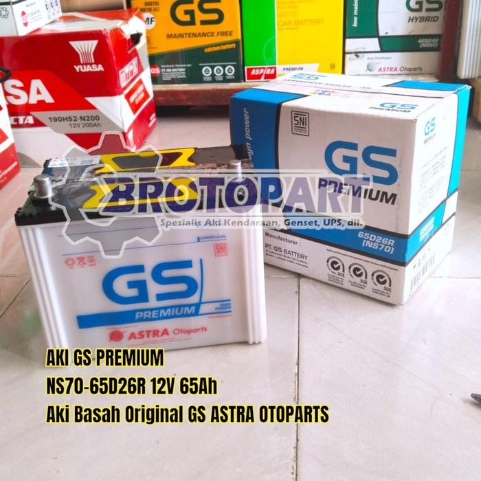 Aki Mobil Gs Astra Premium Ns70 65D26R 12V 65Ah Original Accu Gs Astra