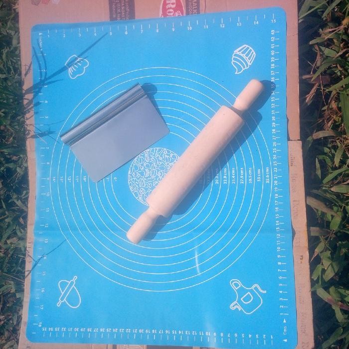 Alas Silikon Satu set rollpin dan screp/ satu set Alat Penggiling adonan anti Lengket Dapur