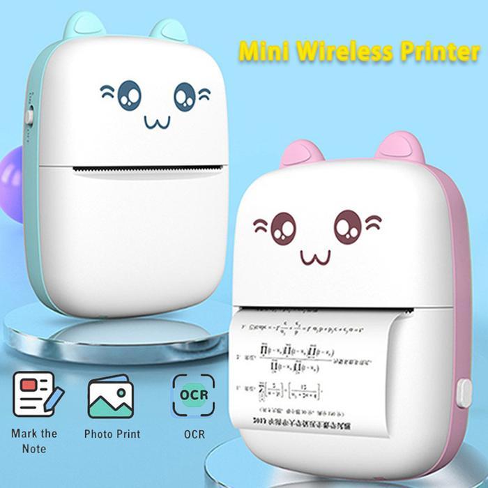 MS Mini Cute Thermal Printer Bluetooth Portable Label Printer Gambar Foto Struk Barcode Memo Printer