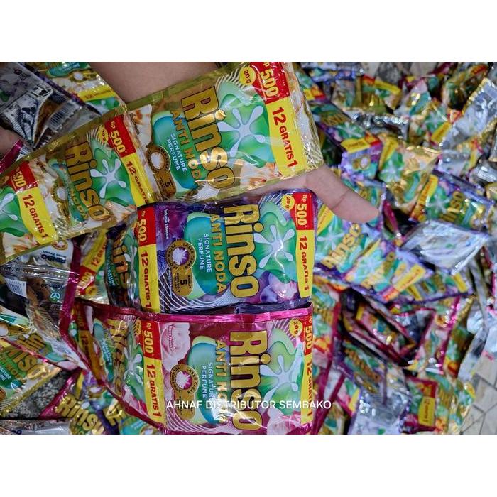 1 DUS -(104 SACHET) RINSO CAIR LIQUID antinoda molto 500 = 8 Renceng