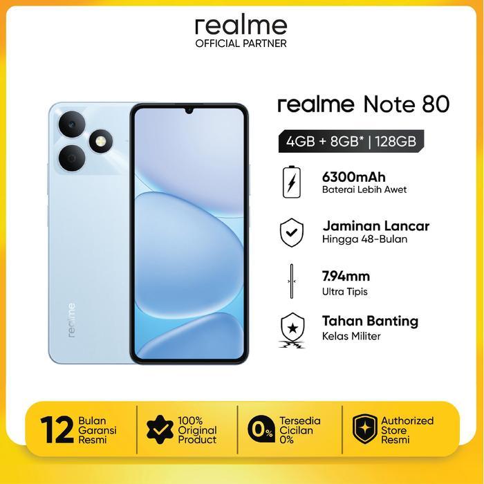 realme Note 80 4GB+8GB*|128GB (Desain Tangguh | 6300mAh Baterai | Proteksi ArmorShell | Jaminan Lanc
