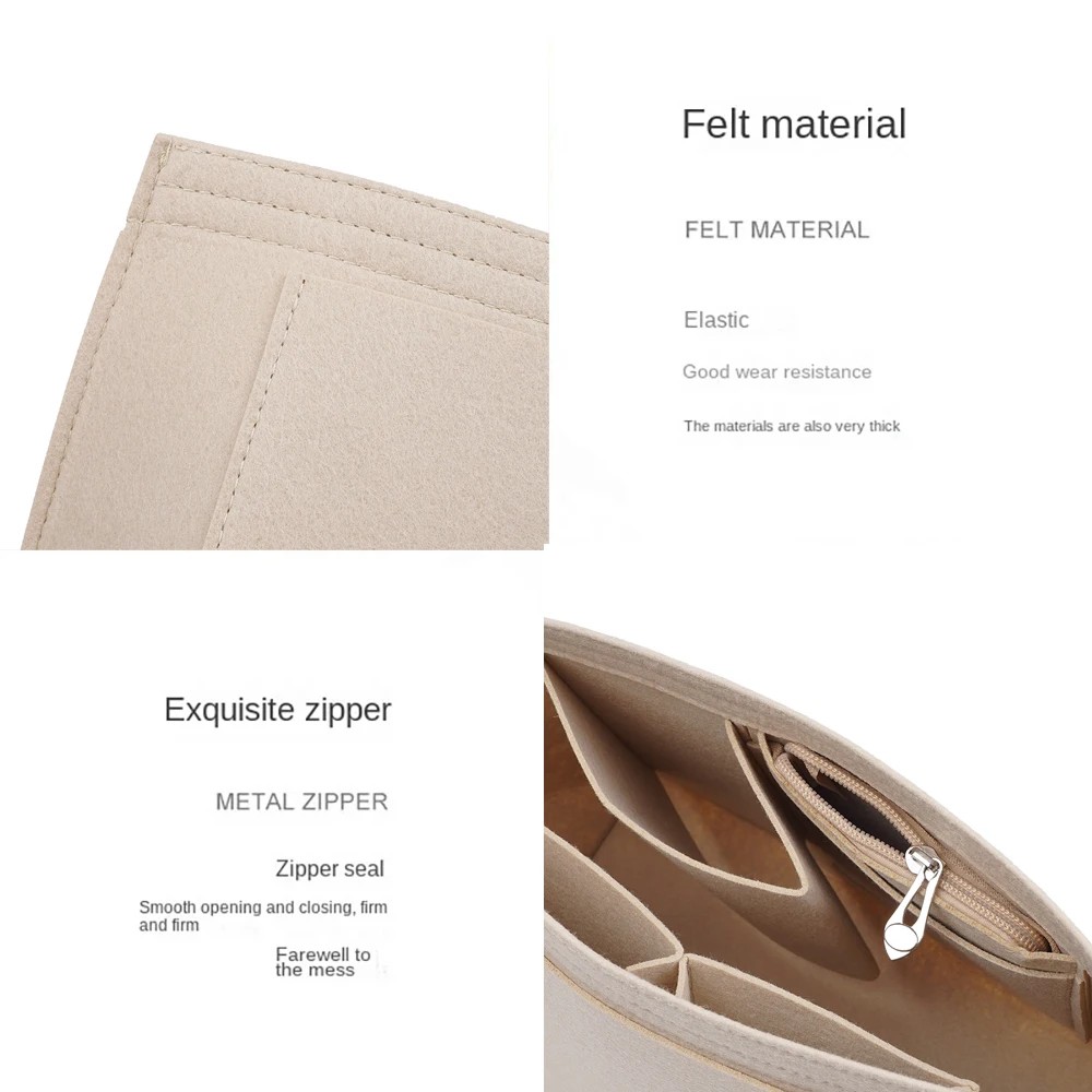 Felt Insert Bag Fits for Longchamp Handbag Liner Bag Felt Cloth Makeup Bag Support Travel Portable