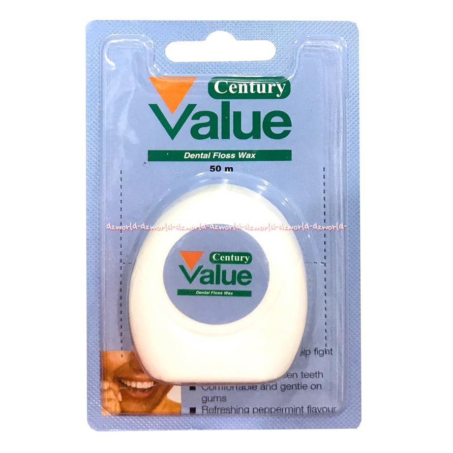 Life Resources 50Meter Century Value Dental Floss Wax Benang Gigi Rasa Pepermint 50M Box Mulut