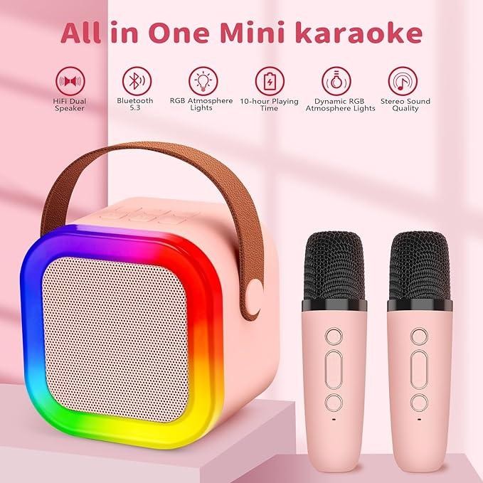 New NATA Speaker Karaoke 2 Mikrofon Speaker Bluetooth Mini Portabel dengan Efek Pengubah Suara dan