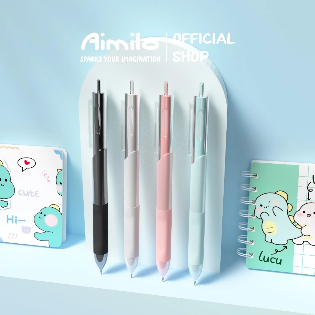 

[READY] Aimilo Gel Pen Pulpen Gel Retractable 4 Warna 0.5mm 1