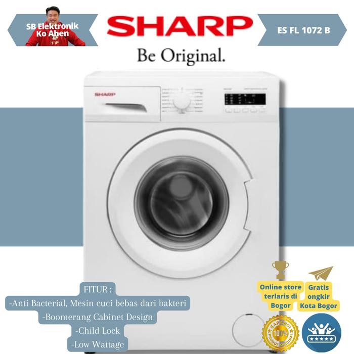 mesin cuci sharp front loading 7 kg esfl-1072b