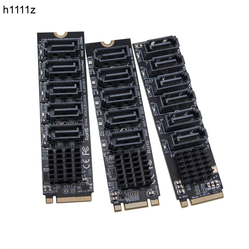 M2 To Sata Adapter M.2 Ngff Nvme To Sata3.0 Expansion Card B+M Key M-Key To 5/6 Ports Sata3.0 6Gbps