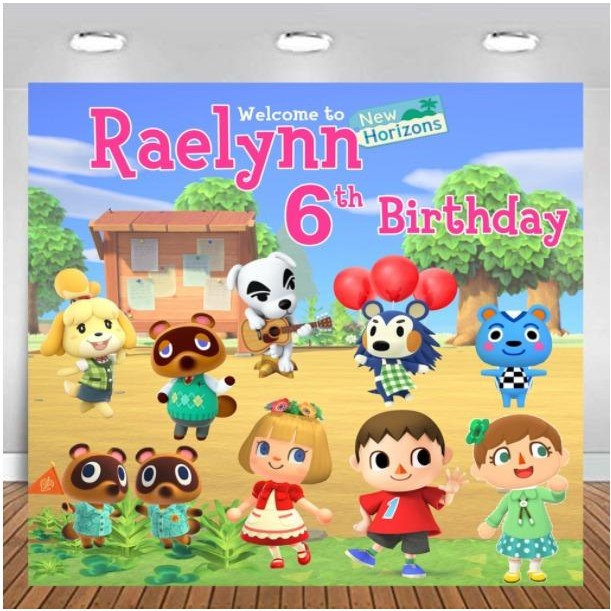 Banner Flexi Birthday / Backdrop Hiasan Dinding Ultah Animal Crossing
