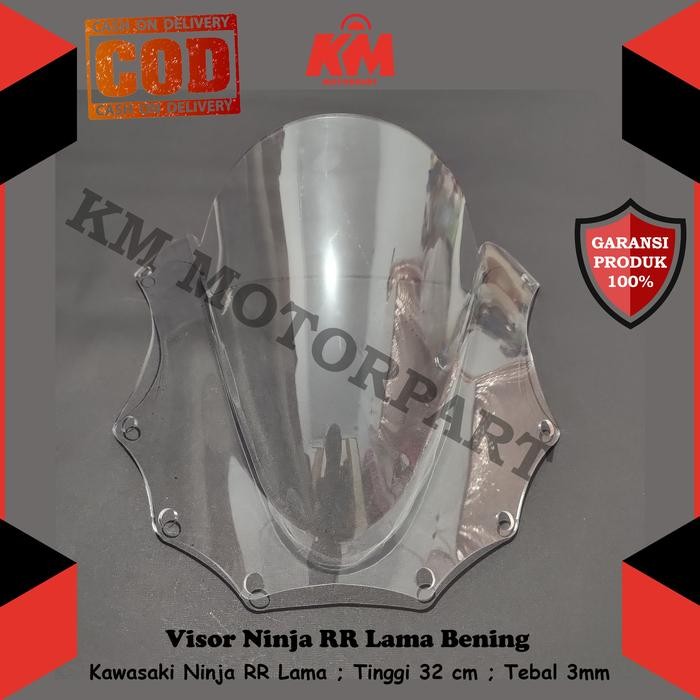 VISOR WINDSHIELD NINJA RR LAMA OLD JENONG HITAM DAN BENING TEBAL 3MM BAHAN KACA AKRILIK