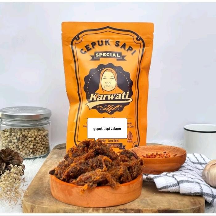 

Pilihan- Gepuk Sapi Basah Karwati Khas Cianjur Pouch 150Gr Instan Food