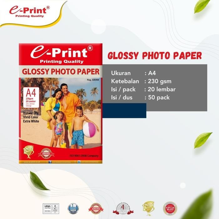 

Pilihan- E-Print Glossy Photo Paper A4 230 Gsm