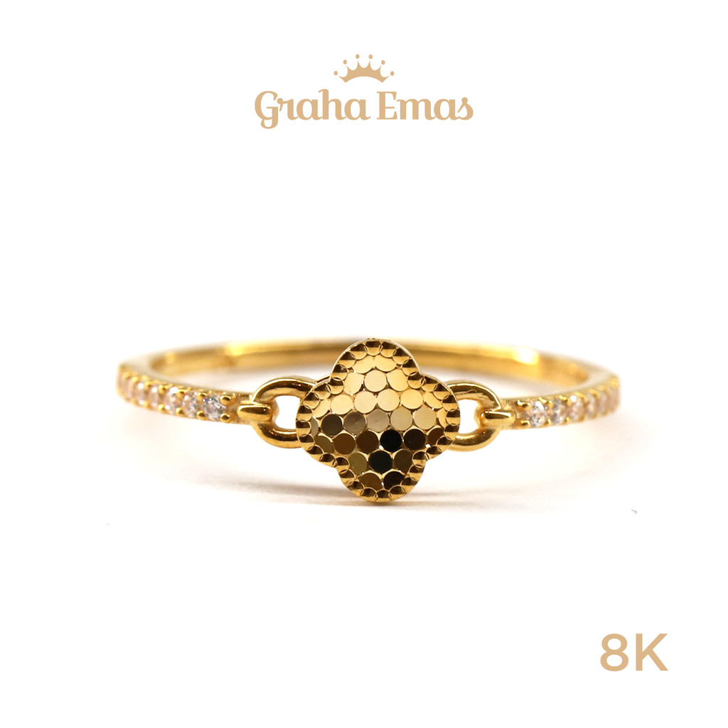 Graha Emas Cincin Emas Kuning Clover 8K - Yellow Gold Ring Clover Model 8ct [ 0183 ]