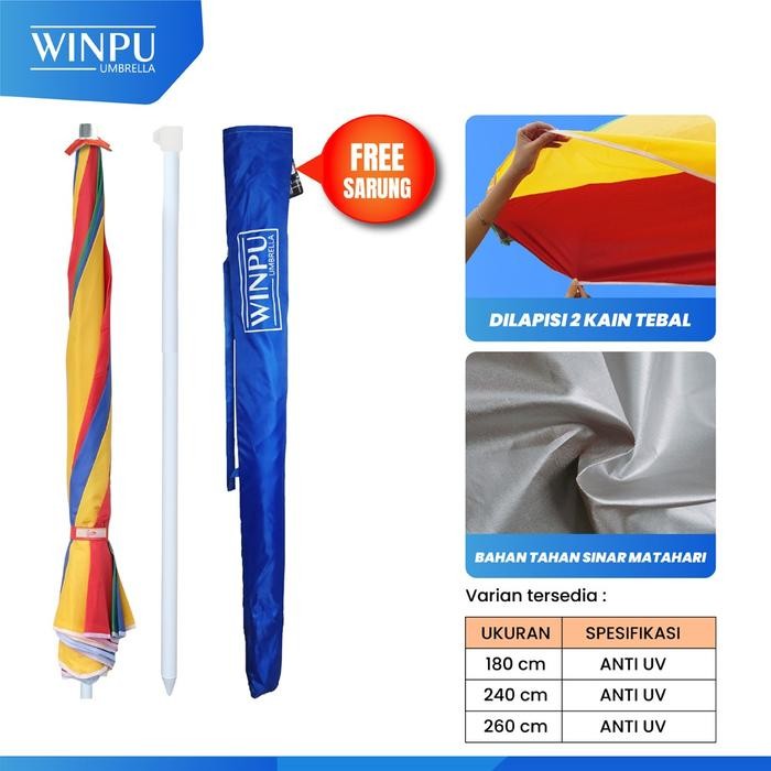 Bisa Gosend Winpu Payung Tenda Jualan Besar Pelangi (180Cm-260Cm) 2 Lapis